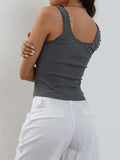 Lace Detail Square Neck Tank - Trendsi - Flyclothing LLC