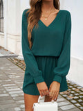 Cutout V-Neck Long Sleeve Mini Dress - Trendsi - Flyclothing LLC