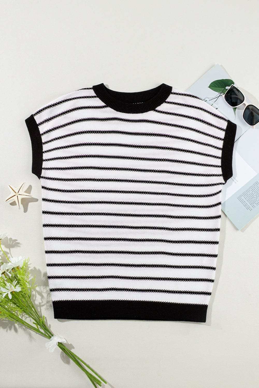 Striped Round Neck Knit Top - Trendsi - Flyclothing LLC