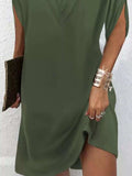 Full Size V-Neck Slit Sleeve Mini Dress Plus Size - Trendsi - Flyclothing LLC