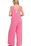 Zenana French Terry Deep V Neck Jumpsuits - Trendsi - Flyclothing LLC