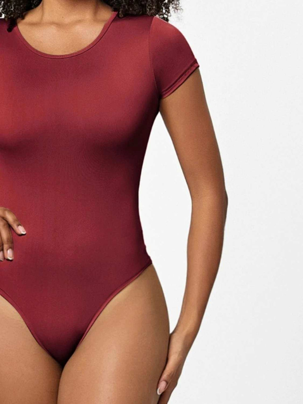 Full Size Round Neck Short Sleeve Bodysuit - Trendsi - Flyclothing LLC