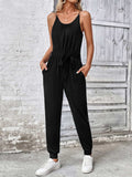 Scoop Neck Tie Waist Jumpsuit - Trendsi - Flyclothing LLC