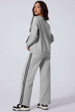 Side Striped Round Neck Top and Pants Active Set - Trendsi - Flyclothing LLC
