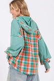 SAGE + FIG Full Size Plaid Print Washed Hoodie - Trendsi - Flyclothing LLC