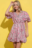 And The Why Full Size Floral Surplice Puff Sleeve Dress - Trendsi - Flyclothing LLC