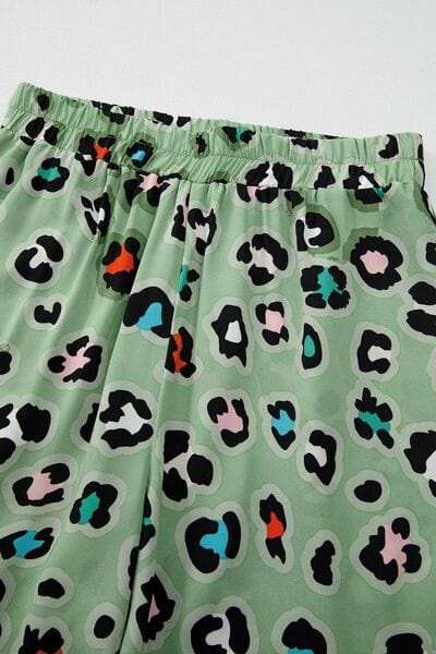 Leopard Collared Neck Top and Pants Set - Trendsi - Flyclothing LLC