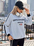 Letter Round Neck Long Sleeve Sweatshirt - Trendsi - Flyclothing LLC