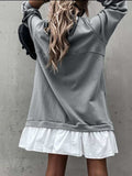 Devine Ruffle Hem Long Sleeve Mini Dress - Trendsi - Flyclothing LLC