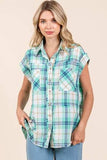 Mittoshop Mineral Wash Plaid Button Down Shirt - Trendsi - Flyclothing LLC