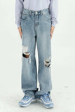 Distressed Wide Leg Jeans with Pockets - Trendsi - Flyclothing LLC