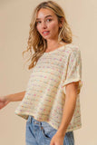 BiBi Striped Popcorn Knit Top - Trendsi - Flyclothing LLC