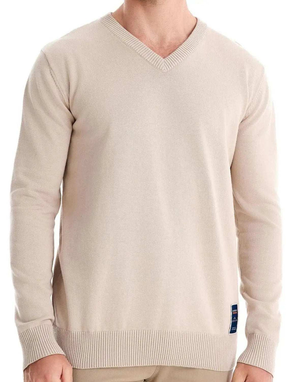 Men's Ribbed Hem V-Neck Long Sleeve Sweater - Trendsi - Flyclothing LLC