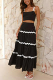 Contrast Trim Cami and Maxi Skirt Set - Trendsi - Flyclothing LLC