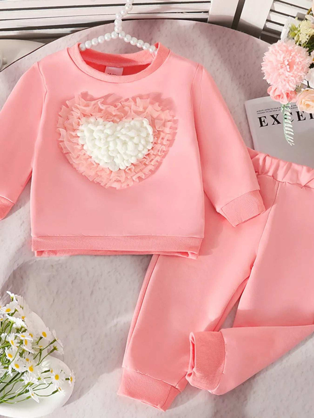 Children's Heart Round Neck Top and Pants Set - Trendsi - Flyclothing LLC