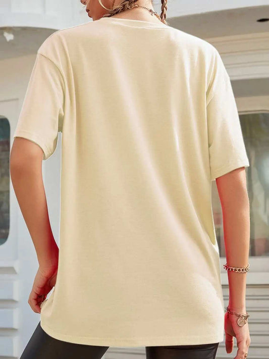 Graphic Round Neck Half Sleeve T-Shirt - Trendsi - Flyclothing LLC