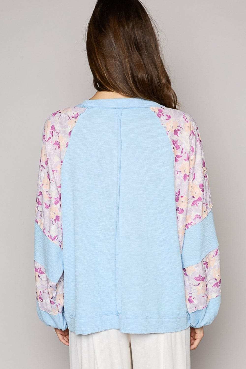 POL Round Neck Balloon Floral Long Sleeve Top - Trendsi - Flyclothing LLC