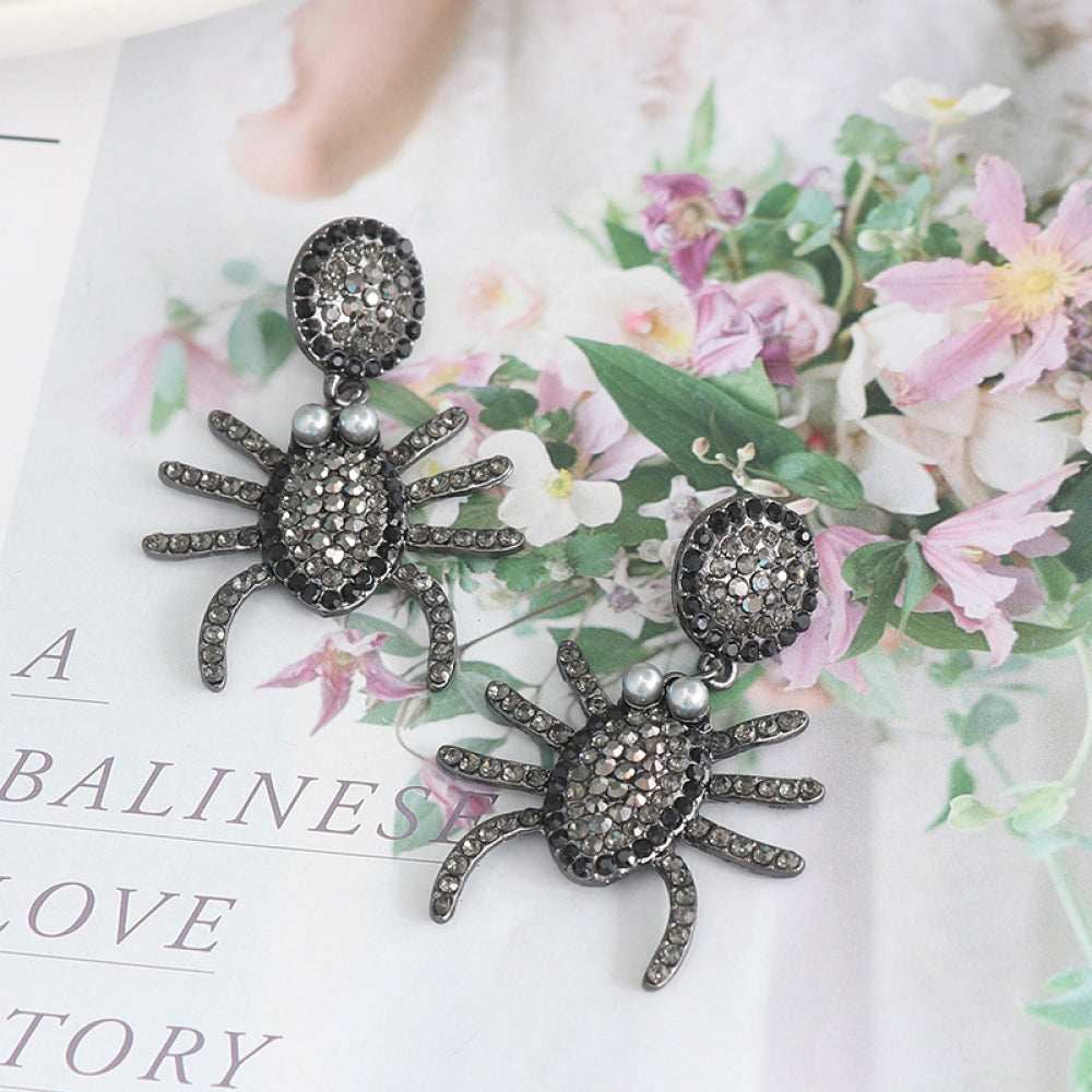 Spider Rhinestone Alloy Earrings - Trendsi - Flyclothing LLC