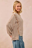 BiBi Open Seam Detail Textured Stripe Knit Top - Trendsi - Flyclothing LLC