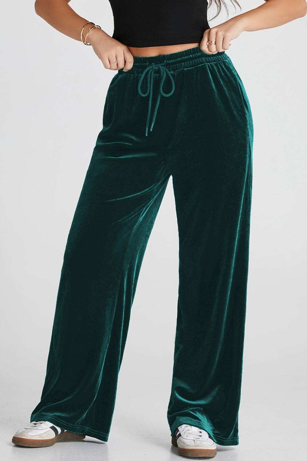 Drawstring Waist Wide Leg Active Pants - Trendsi - Flyclothing LLC