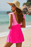 Cutout V-Neck Cap Sleeve One-Piece Swimwear - Trendsi - Flyclothing LLC