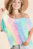 BiBi Tie Dye French Terry Strapped One Shoulder Top - Trendsi - Flyclothing LLC
