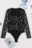 Heart Square Neck Long Sleeve Bodysuit - Trendsi - Flyclothing LLC