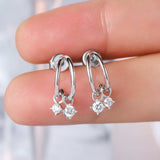 925 Sterling Silver Moissanite C-Hoop Earrings - Trendsi - Flyclothing LLC