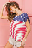 BiBi Star Rpinted with Stripe Combo Top - Trendsi - Flyclothing LLC