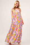 And The Why Full Size Printed Tie Shoulder Tiered Maxi Dress - Trendsi - Flyclothing LLC