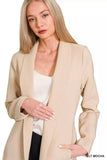 Zenana Woven Long Sleeve Blazer With Lining - Trendsi - Flyclothing LLC