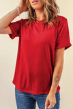 Round Neck Short Sleeve T-Shirt - Trendsi - Flyclothing LLC