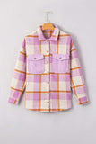 Plaid Corduroy Pockets Brushed Checkered Shacket - Trendsi - Flyclothing LLC