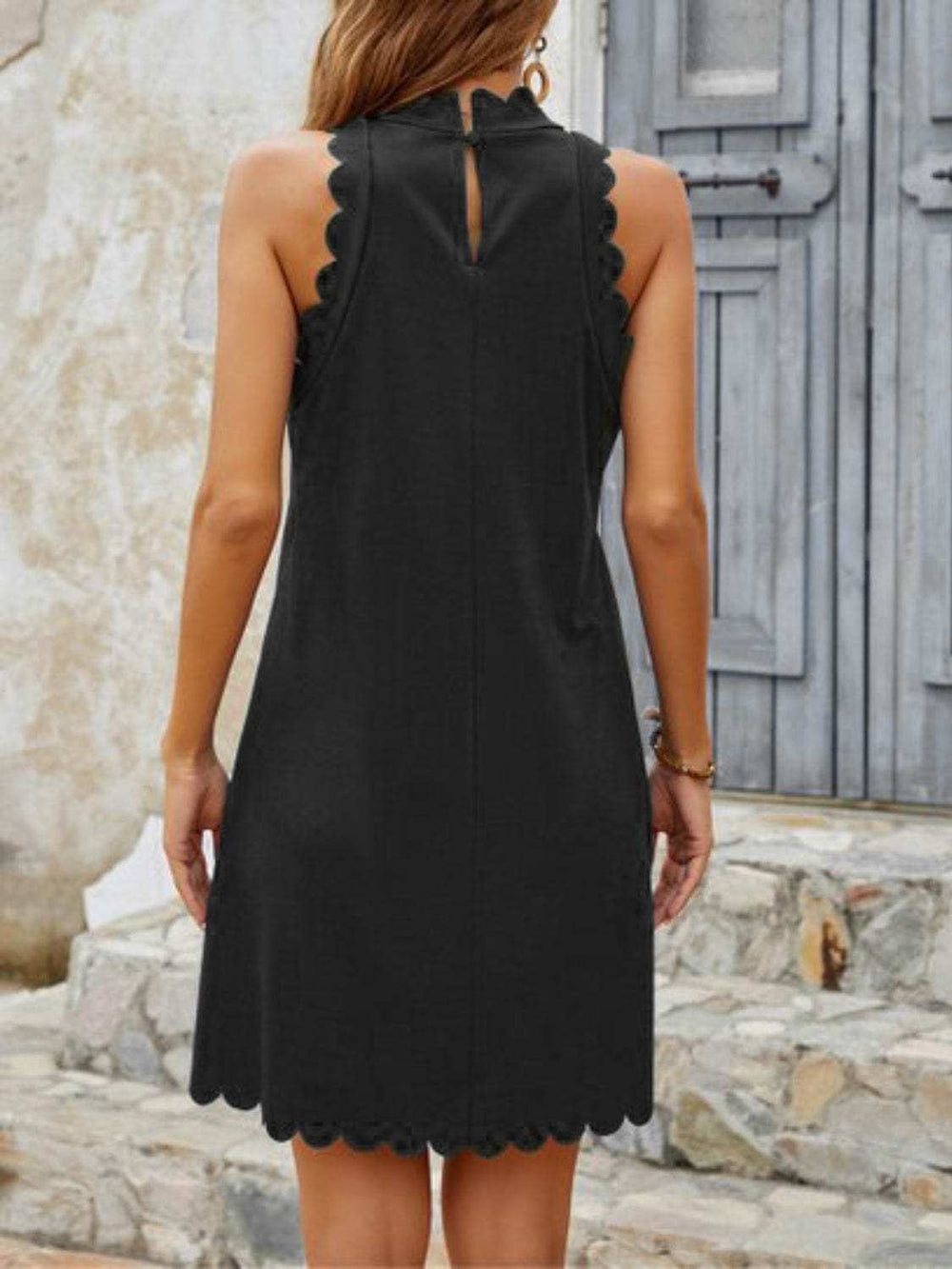 Mock Neck Sleeveless Mini Dress - Trendsi - Flyclothing LLC