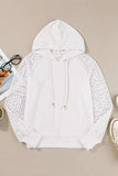 Drawstring Openwork Long Sleeve Hoodie - Trendsi - Flyclothing LLC
