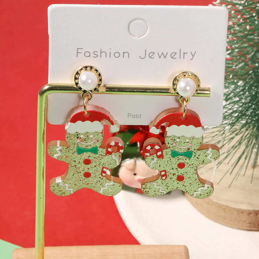Christmas Gingerbread Man Dangle Earrings - Trendsi - Flyclothing LLC