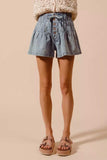SO ME Flared Denim Shorts with Elasticized Waist - Trendsi - Flyclothing LLC