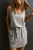 Drawstring Scoop Neck Mini Dress - Trendsi - Flyclothing LLC