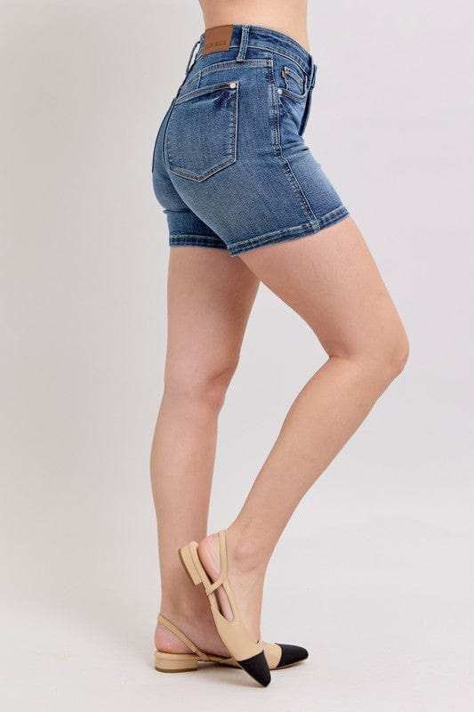 Judy Blue Full Size High Waist Denim Shorts Plus Size - Trendsi - Flyclothing LLC