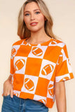 Haptics Football Checkered Print Short Sleeve T-Shirt - Trendsi - Flyclothing LLC