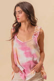 BiBi Tie Dye Printed Textured Woven with Ruffled - Trendsi - Flyclothing LLC