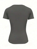 Round Neck Short Sleeve T-Shirt - Trendsi - Flyclothing LLC