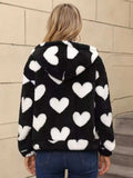 Heart Fuzzy Fleece Zip-Up Outerwear - Trendsi - Flyclothing LLC
