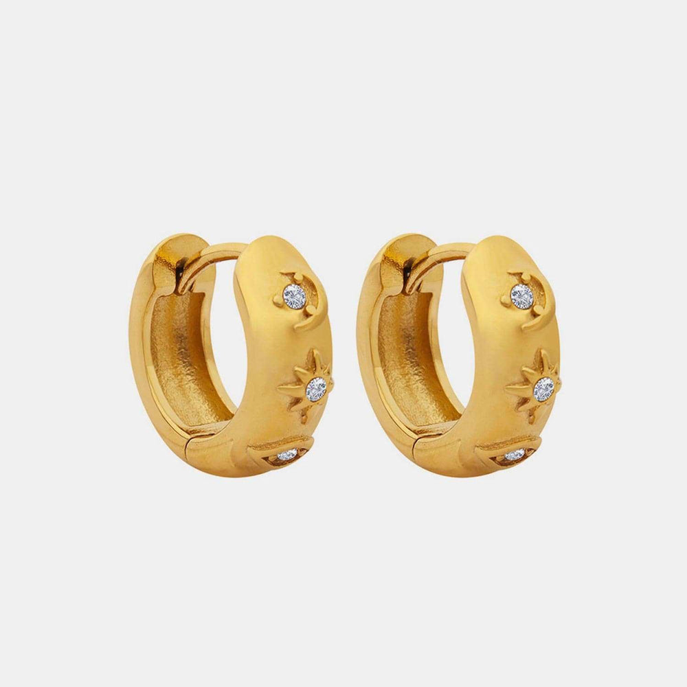 Zircon Titanium Steel Huggie Earrings - Trendsi - Flyclothing LLC