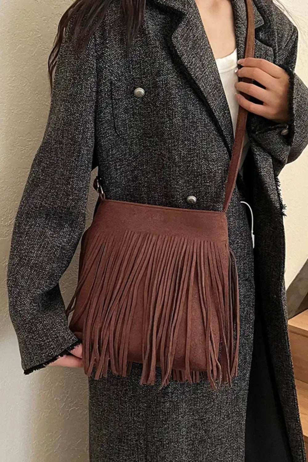 Suede Fringe Shoulder Bag - Trendsi - Flyclothing LLC