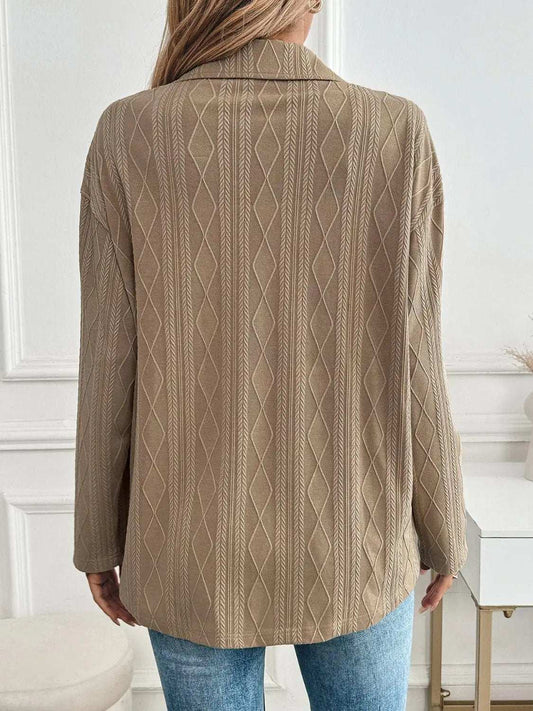 Textured Collared Neck Button Down Shacket - Trendsi - Flyclothing LLC