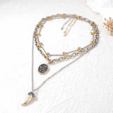 3 Piece Stainless Steel Pendant Necklace - Trendsi - Flyclothing LLC