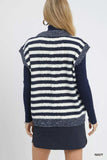 Umgee Cable Knit Collared Striped Vest Sweater - Trendsi - Flyclothing LLC