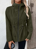 Drawstring Zip Up Hooded Jacket - Trendsi - Flyclothing LLC