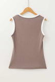 Contrast Edge Scoop Neck Wide Strap Knit Tank - Trendsi - Flyclothing LLC